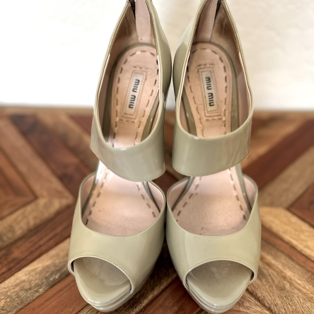 Miu Miu Patten Leather Peep Toe